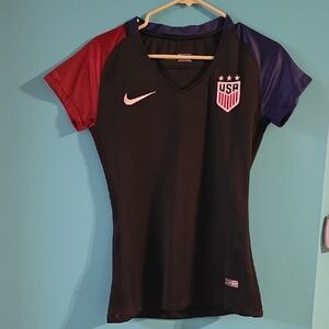 Nike Black and Purple Fitted Soccer Jersey